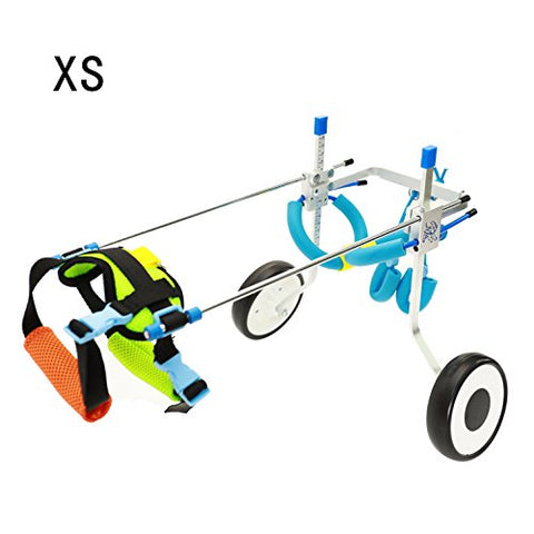 Homend Adjustable Dog Wheelchair (XS), Weight 5 to 20 lbs, Hip Height:7.5"-14", Hind legs Rehabilitation, free Belly band protect spine, free leash