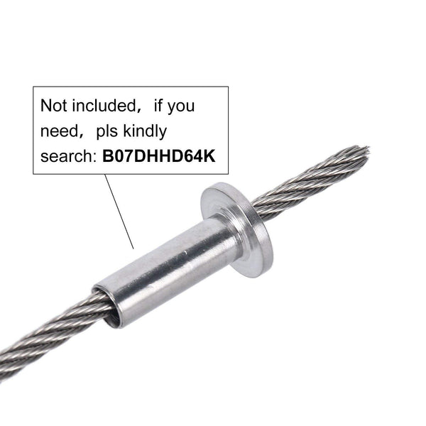 DasMarine Stainless Aircraft Steel Wire Rope Cable for Railing,Decking, DIY Balustrade, 1/8Inch,7x7,164Feet