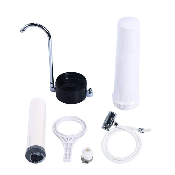 Homend Countertop Water Purifier Filter Drinking Water Clean Purifier Ceramic Carbon Single Filter Home Kitchen Faucet ((0.9 Micron filtration)