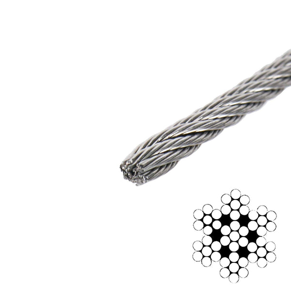 DasMarine Stainless Aircraft Steel Wire Rope Cable for Railing,Decking, DIY Balustrade, 1/8Inch,7x7,164Feet