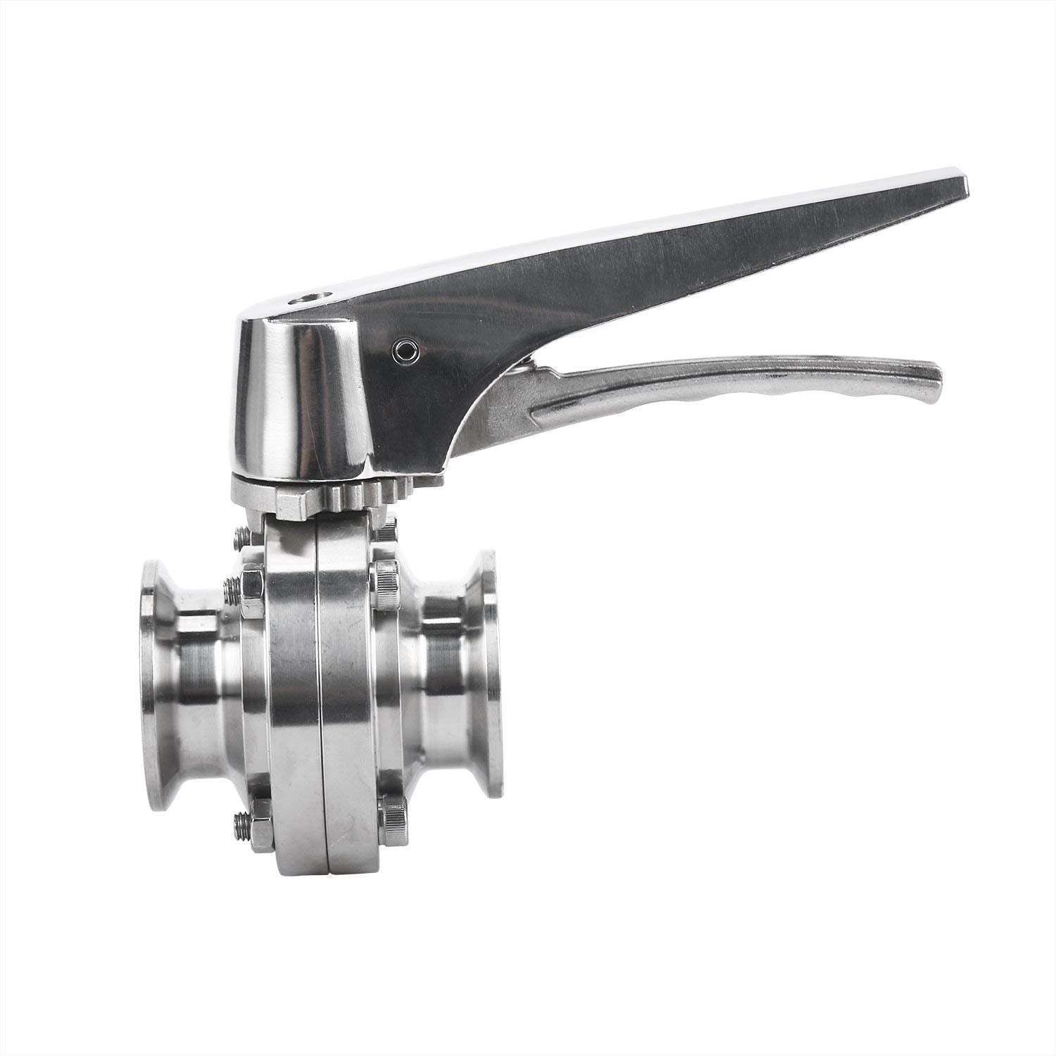 Homend 1.5" Sanitary Tri Clamp Butterfly Valve with Trigger Handle and EPDM Seal, Stainless Steel 304 (1.5" OD:50.5MM; ID:38.1MM)