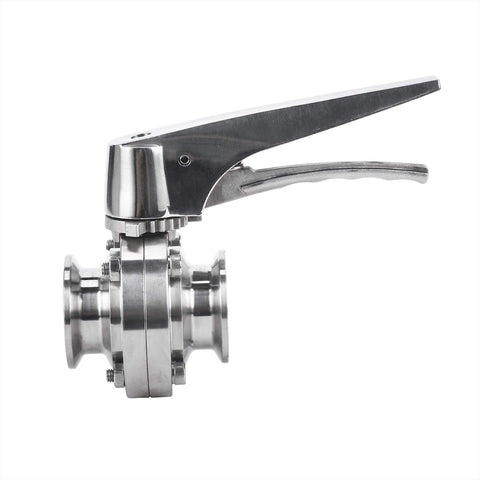 Homend 1.5" Sanitary Tri Clamp Butterfly Valve with Trigger Handle and EPDM Seal, Stainless Steel 304 (1.5" OD:50.5MM; ID:38.1MM)