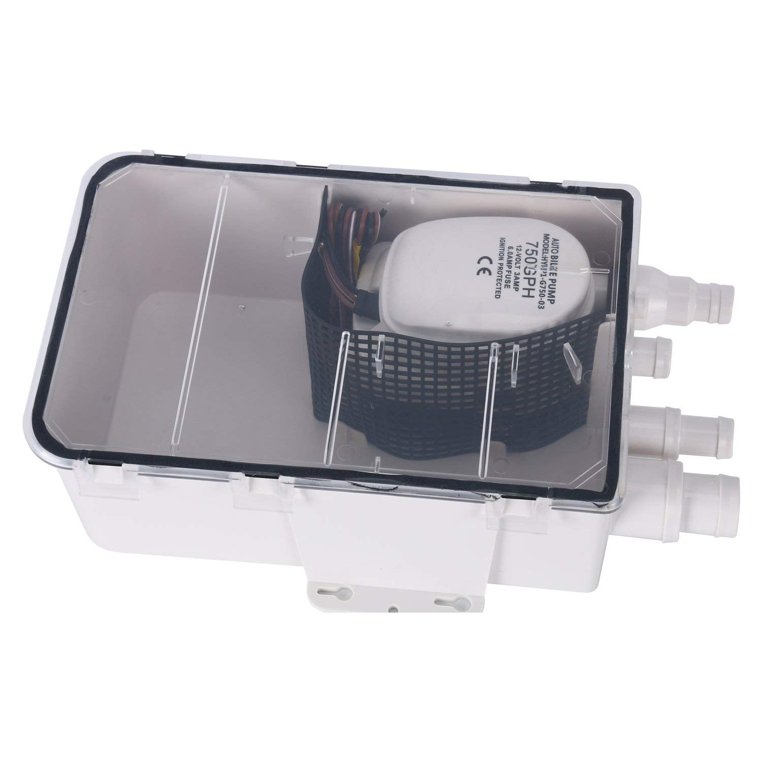 DasMarine12V 750GPH Multi Port Marine Boat Shower Sump Pump Drain Kit System