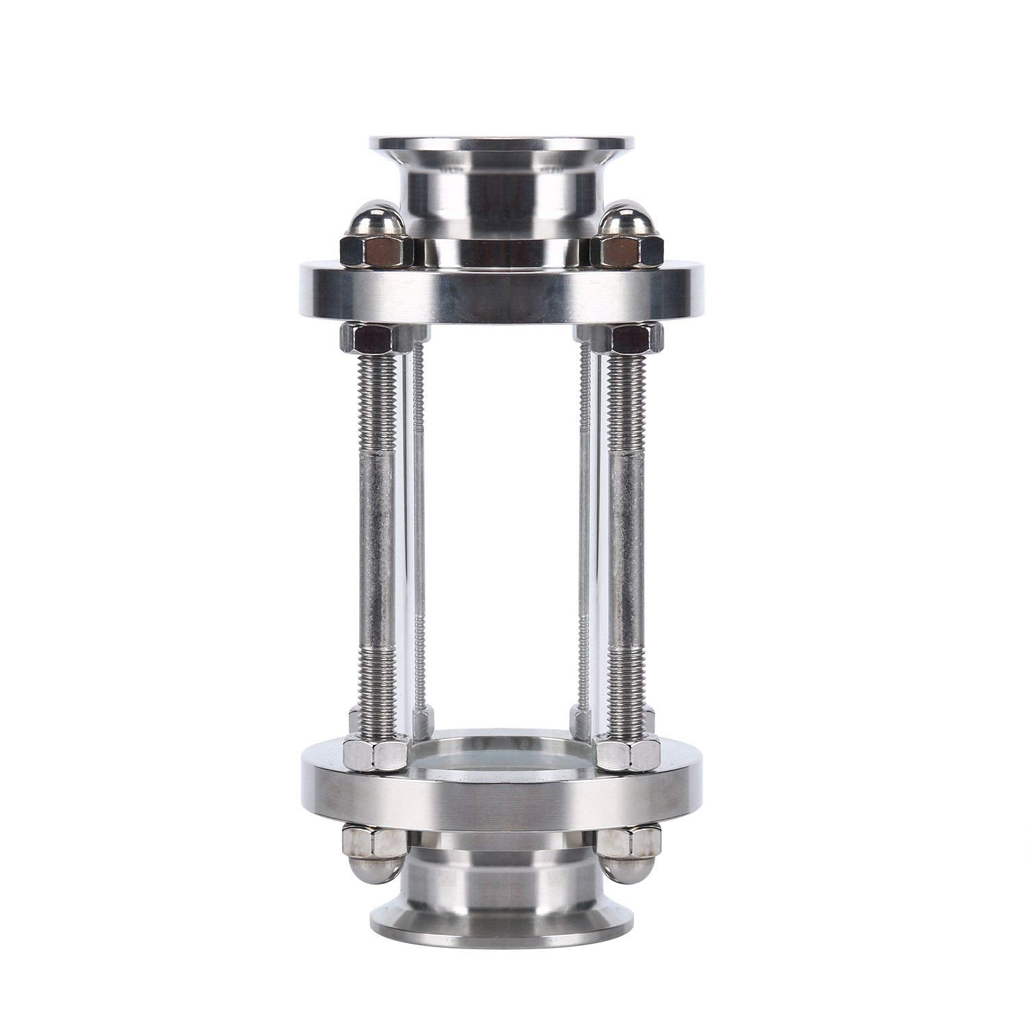Homend 1.5" Sanitary Sight Glass In-Line Sight Glass with Clamp End, Flow Sanitary Straight Sight Glass Tri-clamp Stainless Steel SS316 (1.5" OD:50.5MM; ID:38.1MM)