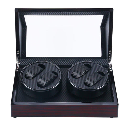 Homend 4+0 Automatic Watch Winder Carbon Fiber Jewelry Storage Case Watches Display Box