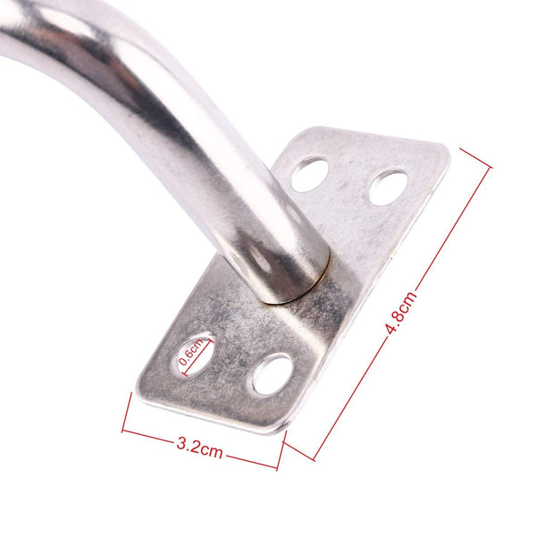 Homend Stainless Steel Wall Mount Stair Handrail Brackets w/Base Flange Cover for Wood or Metal Flat Surface Square Top Railing, Satin Finish, 5-Pack