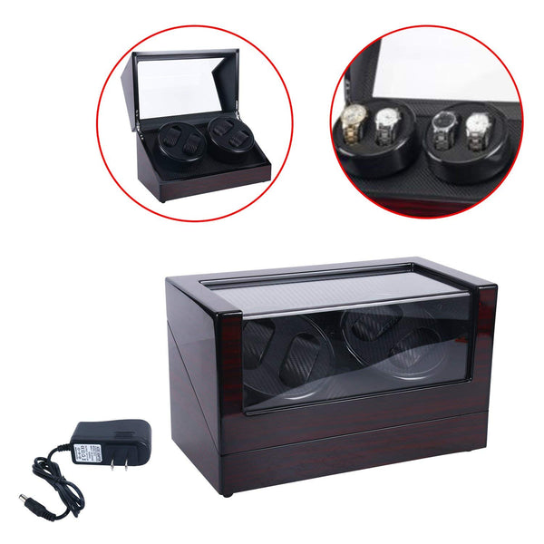 Homend 4+0 Automatic Watch Winder Carbon Fiber Jewelry Storage Case Watches Display Box