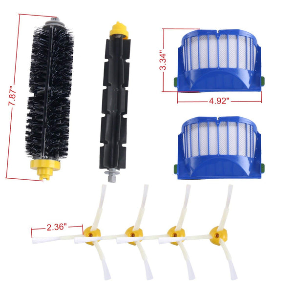 Homend Accessory for iRobot Roomba 600 610 620 630 645 650 655 660 680 500 Series Model 595 Replacement Kit Replenishment iRobot Parts Set Filter Side Brush Bristle Brush Flexible Beater Brush