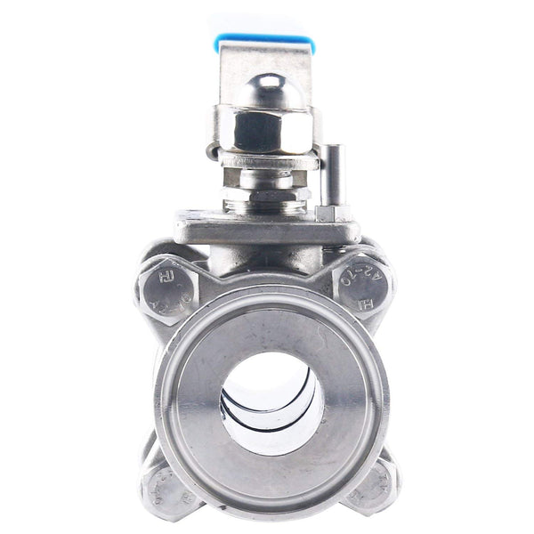 Homend Stainless Steel 304 1" Sanitary Ball Valve Fits 1.5" Tri-Clamp Clover, PTFE Lined, Two Way & Three Piece (1 inch Tube OD Quick Clamp)