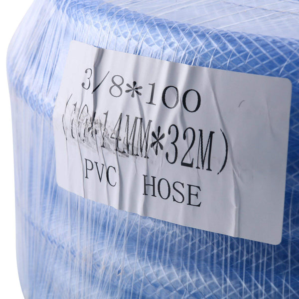 Homend 3/8" x 100' ID High Pressure Braided Clear Flexible Industrial PVC Tubing Heavy Duty UV Chemical Resistant Vinyl Hose Water (3/8" ID X 100FT)