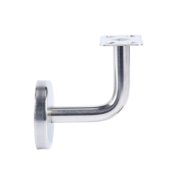 Homend Stainless Steel Wall Mount Stair Handrail Brackets w/Base Flange Cover for Wood or Metal Flat Surface Square Top Railing, Satin Finish, 5-Pack