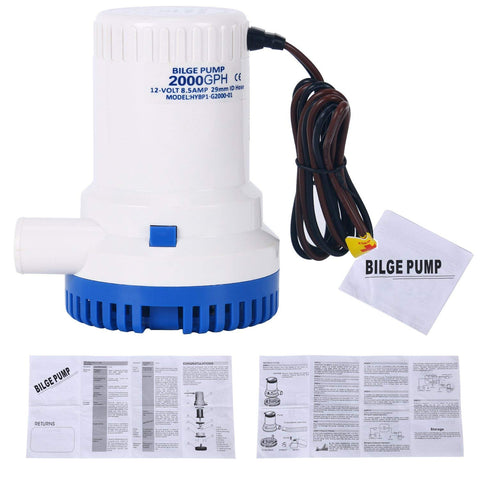DasMarine 2000 GPH 12v Boat Marine Plumbing Electric Bilge Pump
