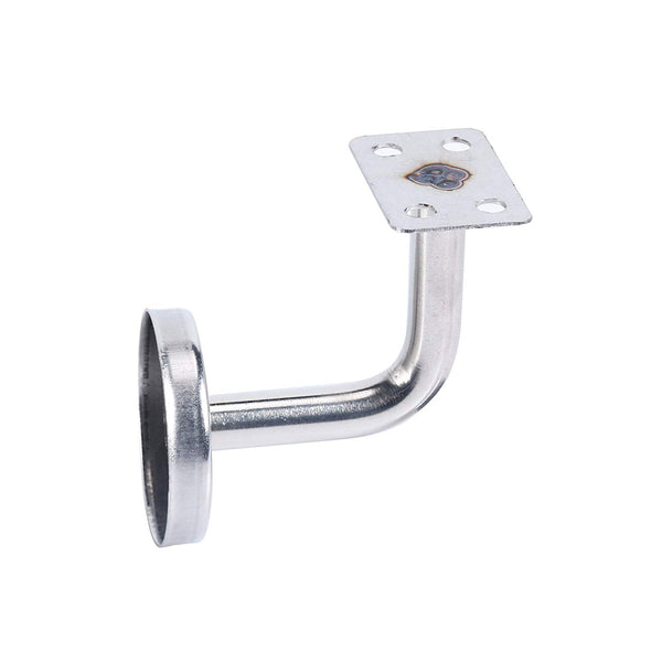 Homend Stainless Steel Wall Mount Stair Handrail Brackets w/Base Flange Cover for Wood or Metal Flat Surface Square Top Railing, Satin Finish, 5-Pack