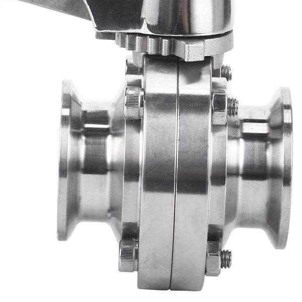 Homend 1.5" Sanitary Tri Clamp Butterfly Valve with Trigger Handle and EPDM Seal, Stainless Steel 304 (1.5" OD:50.5MM; ID:38.1MM)