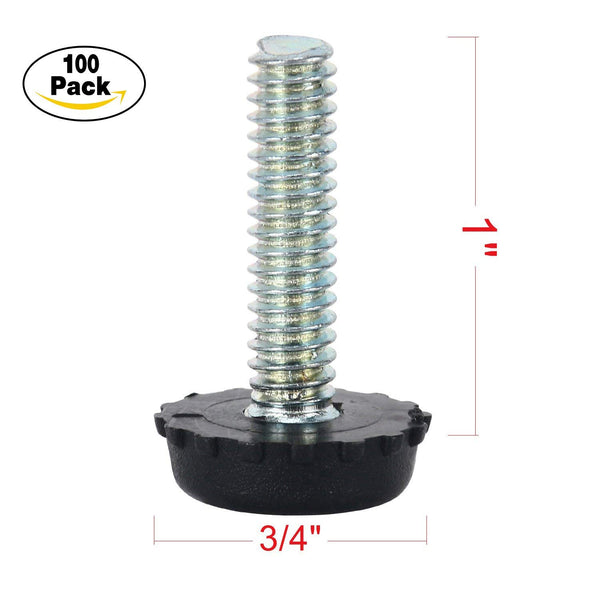 Homend Adjustable Furniture Foot Levelers - Black Glides - 100 count
