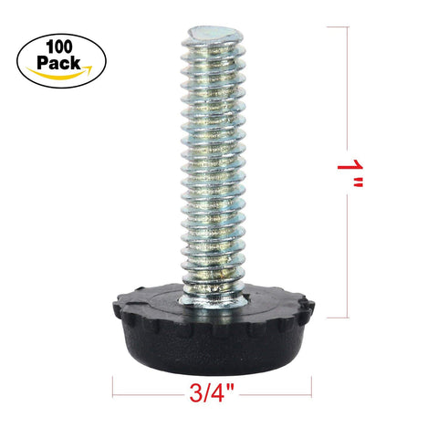 Homend Adjustable Furniture Foot Levelers - Black Glides - 100 count