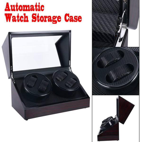 Homend 4+0 Automatic Watch Winder Carbon Fiber Jewelry Storage Case Watches Display Box