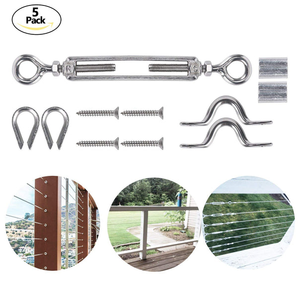 Fit 1/8" Stainless Steel Wire Rope Cable for Wood Posts