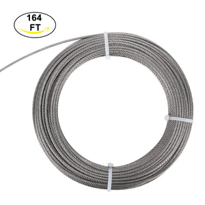 DasMarine Stainless Aircraft Steel Wire Rope Cable for Railing,Decking, DIY Balustrade, 1/8Inch,7x7,164Feet