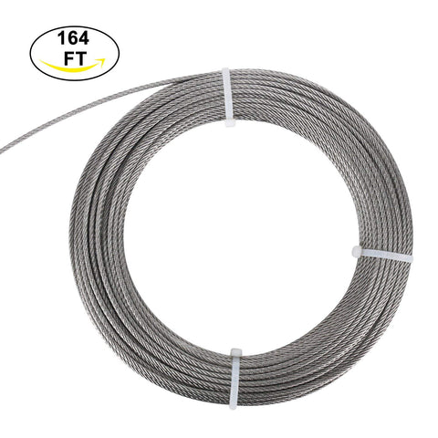 DasMarine Stainless Aircraft Steel Wire Rope Cable for Railing,Decking, DIY Balustrade, 1/8Inch,7x7,164Feet