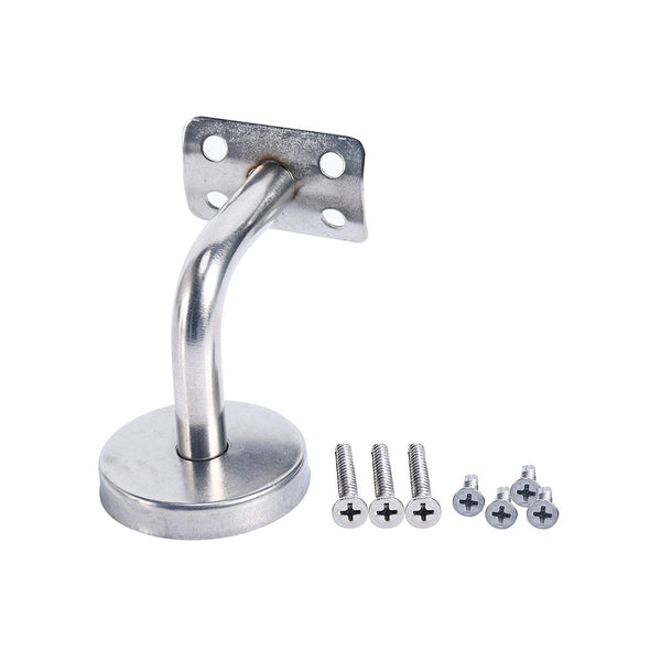 Homend Stainless Steel Wall Mount Stair Handrail Brackets w/Base Flange Cover for Wood or Metal Flat Surface Square Top Railing, Satin Finish, 5-Pack
