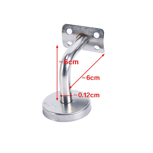 Homend Stainless Steel Wall Mount Stair Handrail Brackets w/Base Flange Cover for Wood or Metal Flat Surface Square Top Railing, Satin Finish, 5-Pack