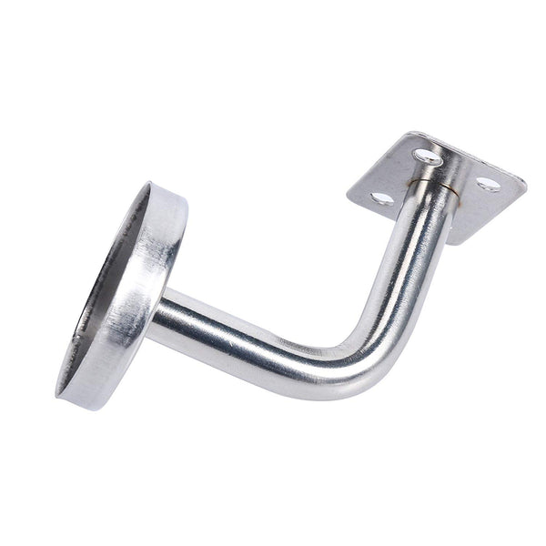 Homend Stainless Steel Wall Mount Stair Handrail Brackets w/Base Flange Cover for Wood or Metal Flat Surface Square Top Railing, Satin Finish, 5-Pack