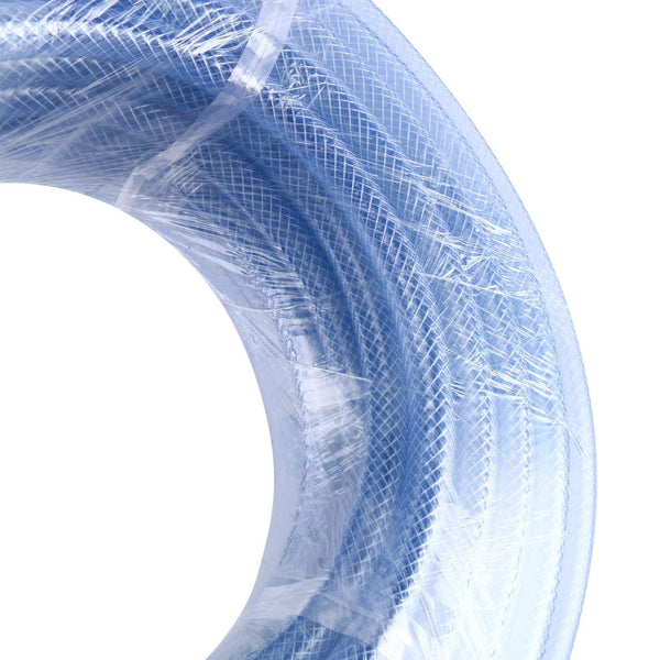 Homend 3/8" x 100' ID High Pressure Braided Clear Flexible Industrial PVC Tubing Heavy Duty UV Chemical Resistant Vinyl Hose Water (3/8" ID X 100FT)