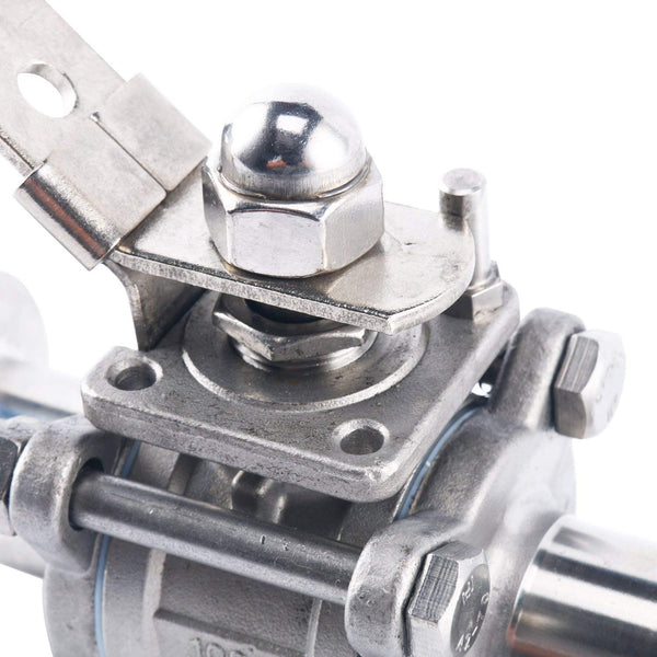 Homend Stainless Steel 304 1" Sanitary Ball Valve Fits 1.5" Tri-Clamp Clover, PTFE Lined, Two Way & Three Piece (1 inch Tube OD Quick Clamp)