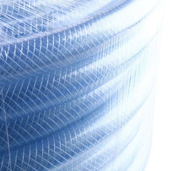 Homend 3/8" x 100' ID High Pressure Braided Clear Flexible Industrial PVC Tubing Heavy Duty UV Chemical Resistant Vinyl Hose Water (3/8" ID X 100FT)