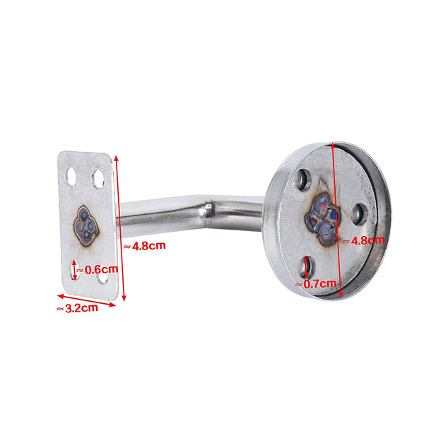 Homend Stainless Steel Wall Mount Stair Handrail Brackets w/Base Flange Cover for Wood or Metal Flat Surface Square Top Railing, Satin Finish, 5-Pack